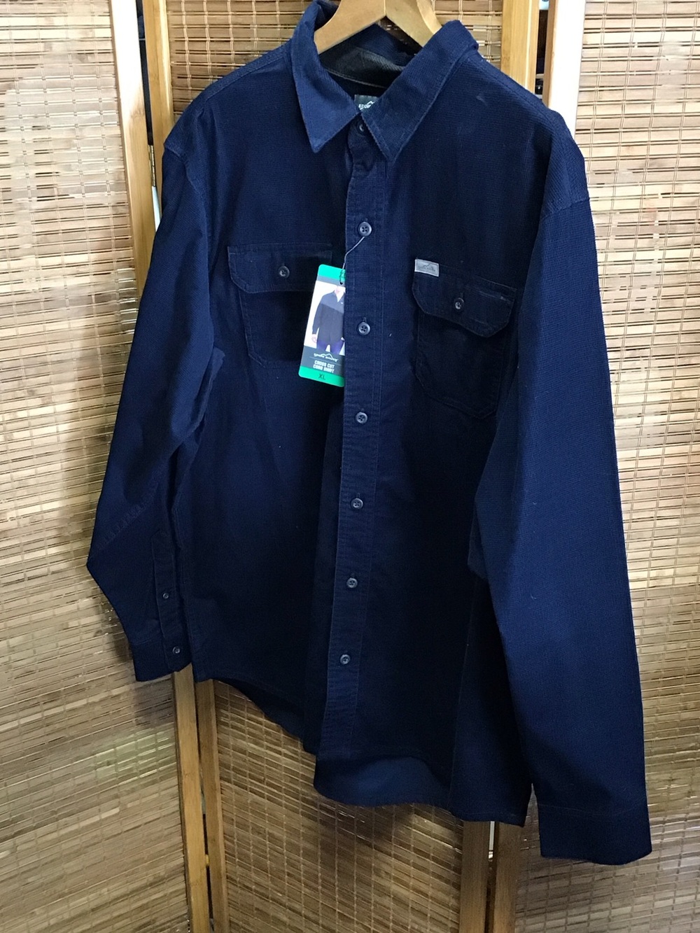 Men's Navy Corduroy Button-Up Jacket